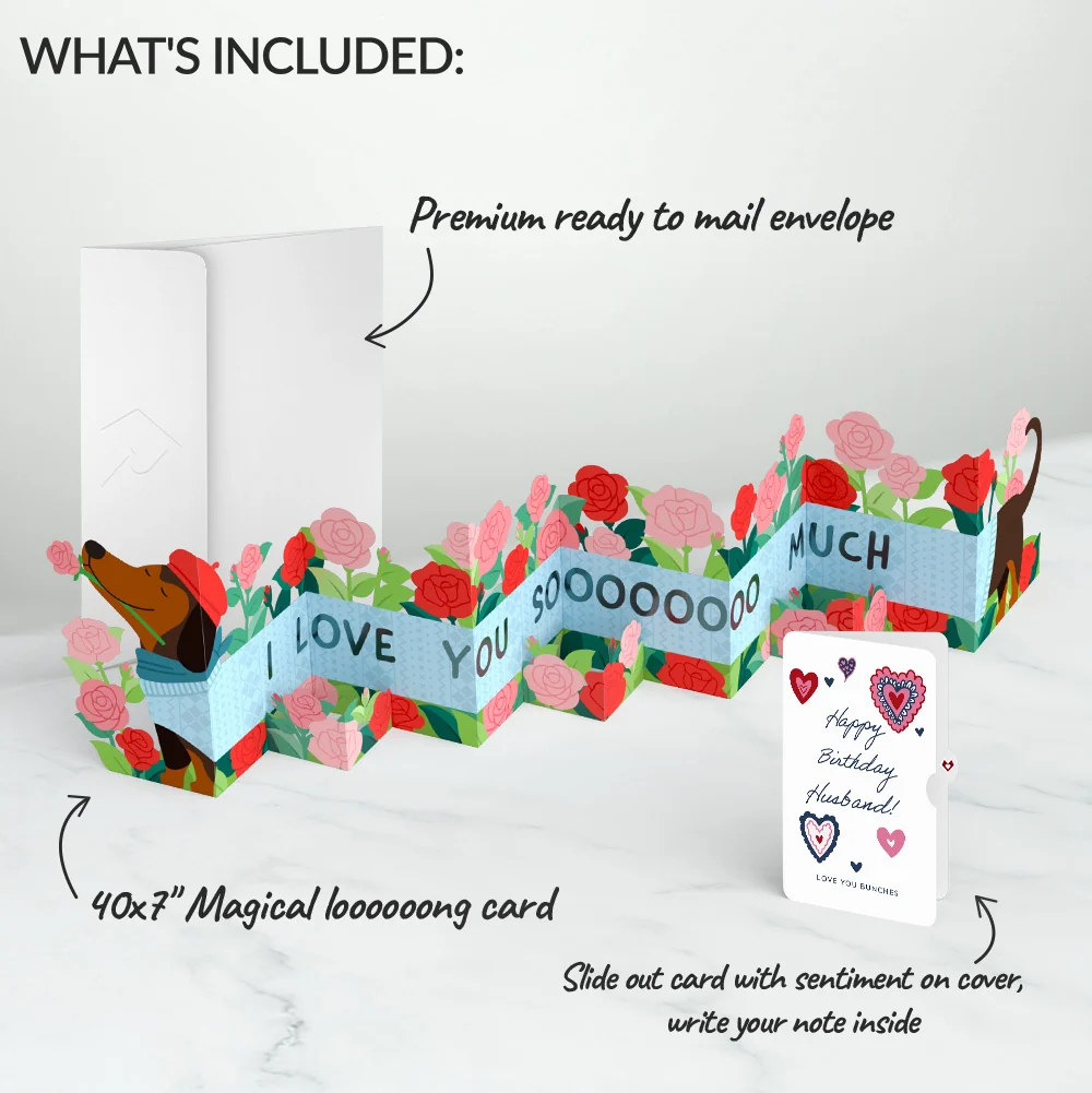 Lovepop Love You So Much Dog Birthday Loooooong Card (Expands to 2 feet) and Sentiment Set for Husband - Image 2
