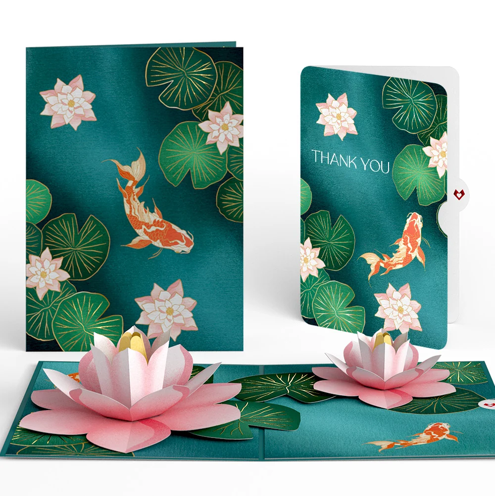 Lovepop Koi Fish and Lotus Pond Thank You Pop-Up Card and Sentiment Set