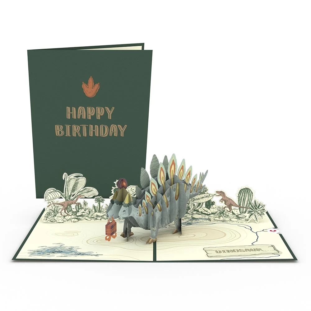 Lovepop Happy Birthday Stegosaurus Pop-Up Card Candle