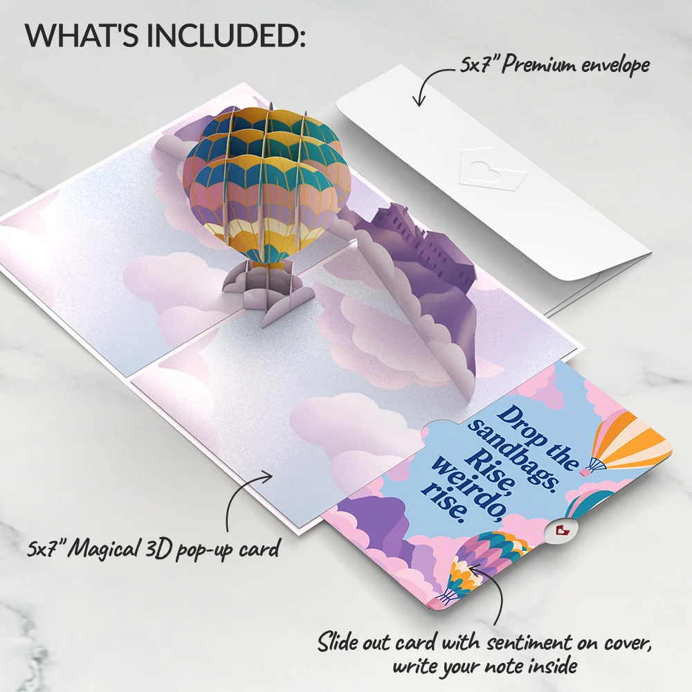 Lovepop Majestic Hot Air Balloon Birthday Pop-Up Card and Rise Weirdo Rise Sentiment Set Cream - Image 2