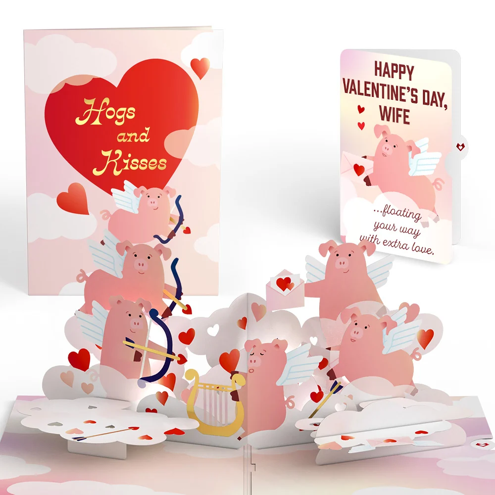 Lovepop Hogs and Kisses Valentine Music and Light Pop-Up Card and Sentiment Set for Wife