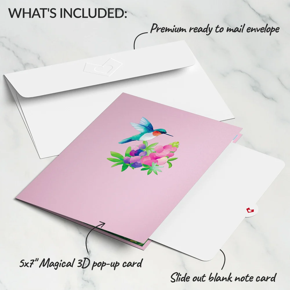 Lovepop Lupine Hummingbird Pop-Up Card - Image 5
