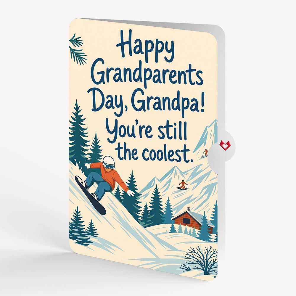 Lovepop Mountain Snowboard Adventure Pop-Up Card and Grandparents Day Sentiment Set - Image 4