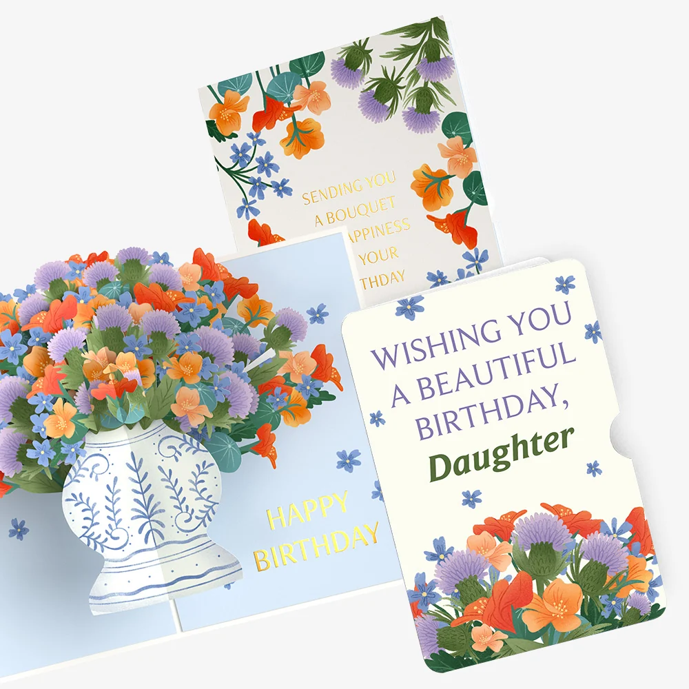 Lovepop Birthday Bouquet of Happiness Pop-Up Card and Sentiment Set for Daughter Vase