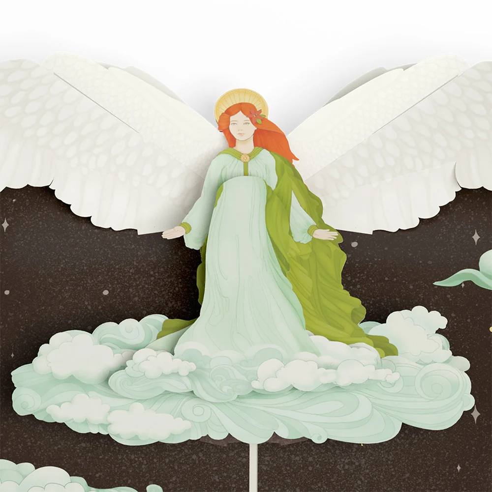 Lovepop Joy to the World Christmas Angel Pop-Up Card and Sentiment Set for Teacher Cream - Image 3