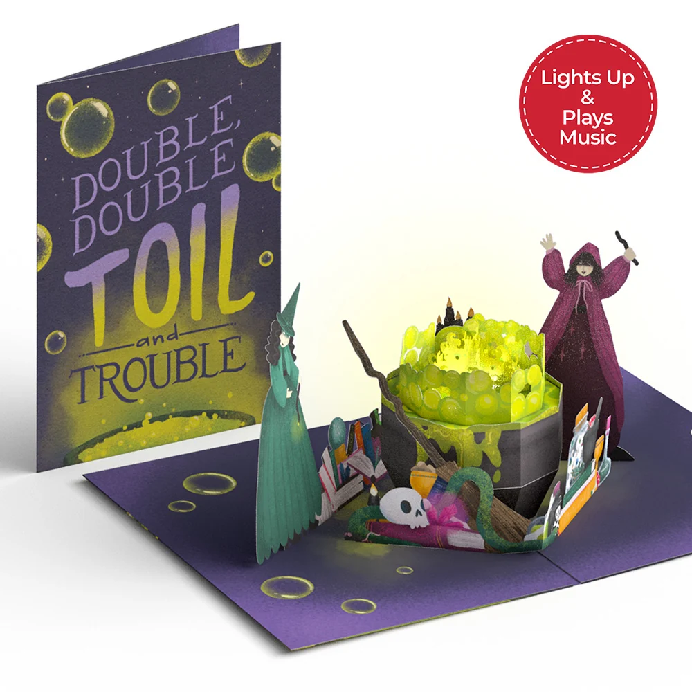 Lovepop Toil and Trouble Halloween Cauldron Music and Lights Pop-Up Card & Bouquet Bundle - Image 2