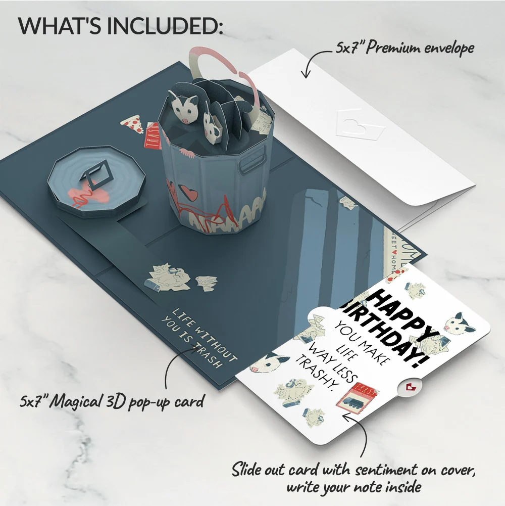 Lovepop Life Without You Is Trash Possums Birthday Pop-Up Card and Sentiment Set - Image 2