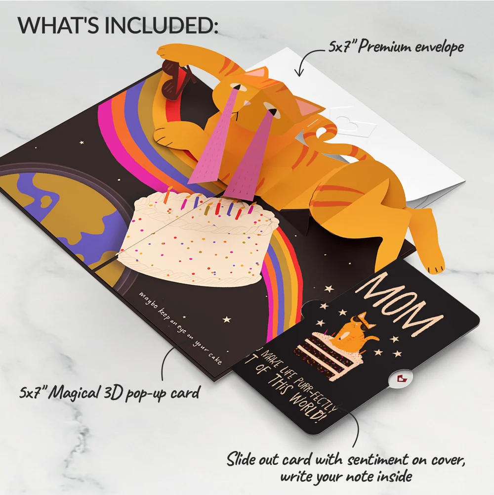 Lovepop Out of this World Birthday Cat Pop-Up Card and Sentiment Set for Mom - Image 2