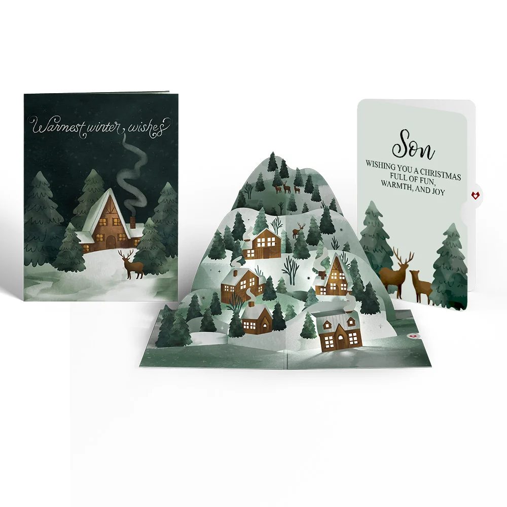 Lovepop Winter Wishes Mountain Village Light-Up Pop-Up Card and Sentiment Set for Son