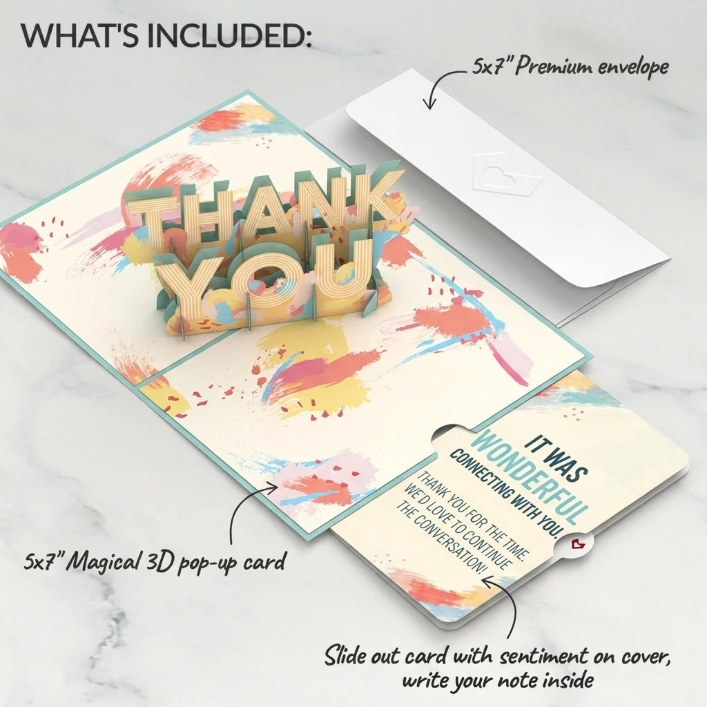 Lovepop Artistic Thank You Pop-Up Card and Wonderful Connecting Sentiment Set Cream - Image 2