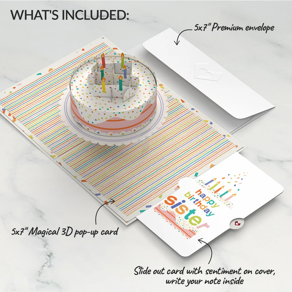 Lovepop Happy Birthday to You! Confetti Cake Pop-Up Card and Sentiment Set for Sister Candle - Image 2