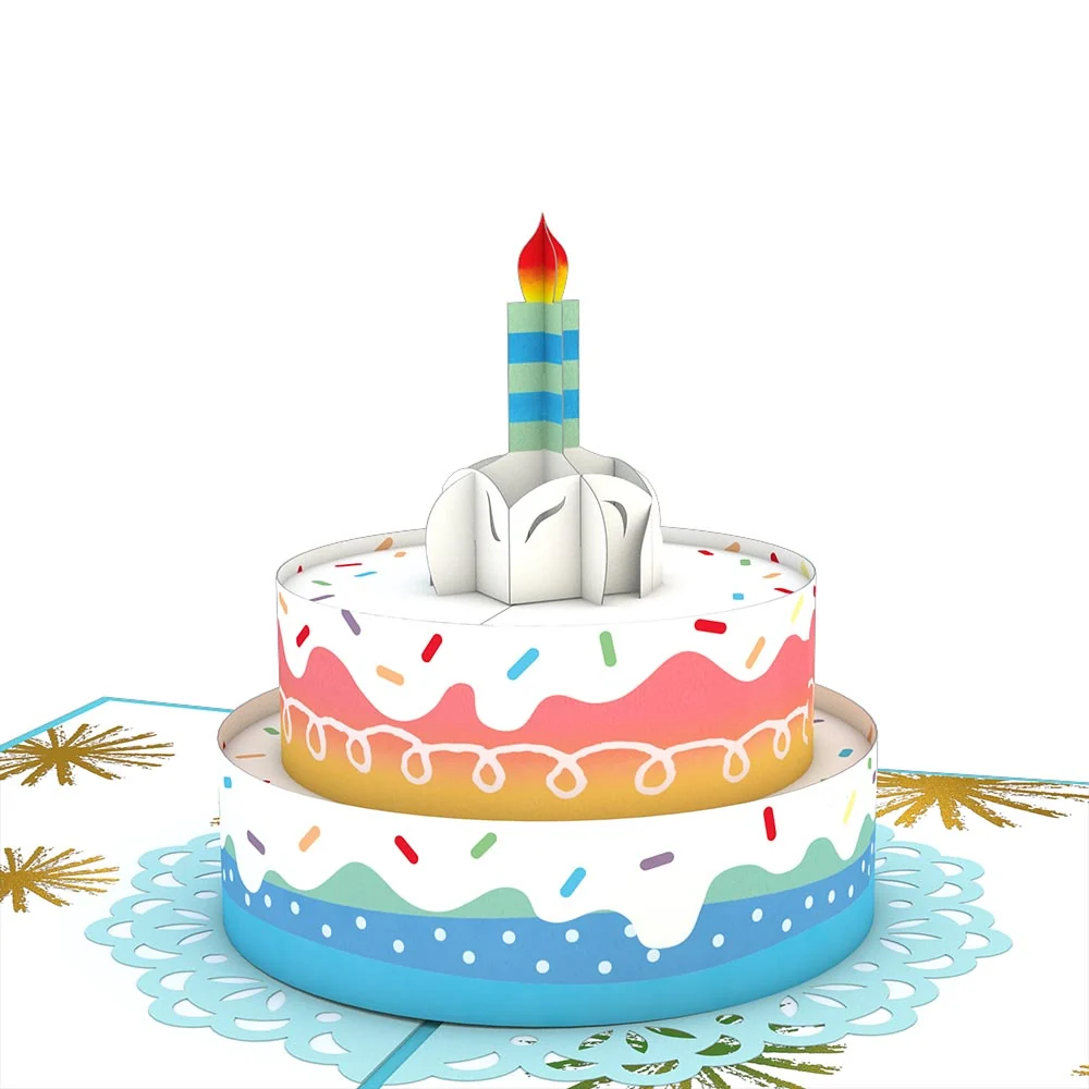 Lovepop Rainbow Birthday Cake Pop-Up Card Candle - Image 2
