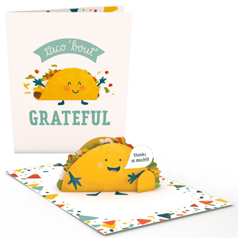 Lovepop Grateful Taco: Paperpop Card Scale