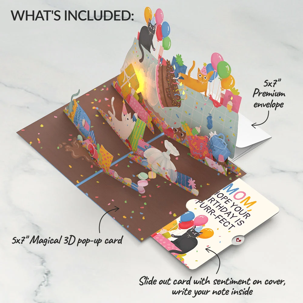 Lovepop Birthday Cat-astrophe Music and Lights Pop-Up Card and Sentiment Set for Mom - Image 2