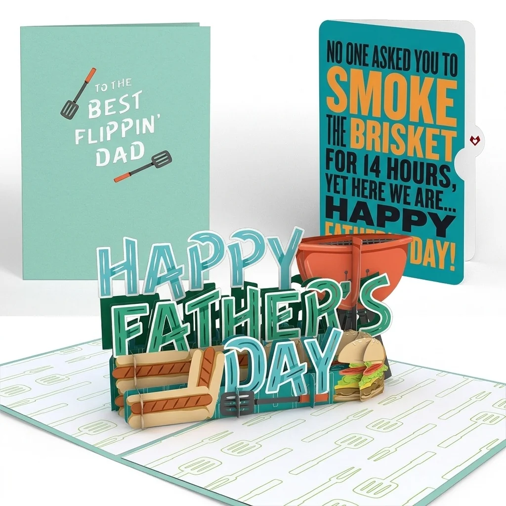 Lovepop Best Flippin' Dad Father's Day Pop-Up Card and Smoked Brisket Sentiment Set for Dad