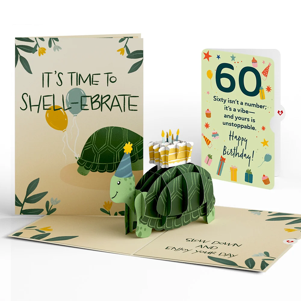 Lovepop Shell-ebrate 60th Birthday Turtle Pop-Up Card and Sentiment Set Candle