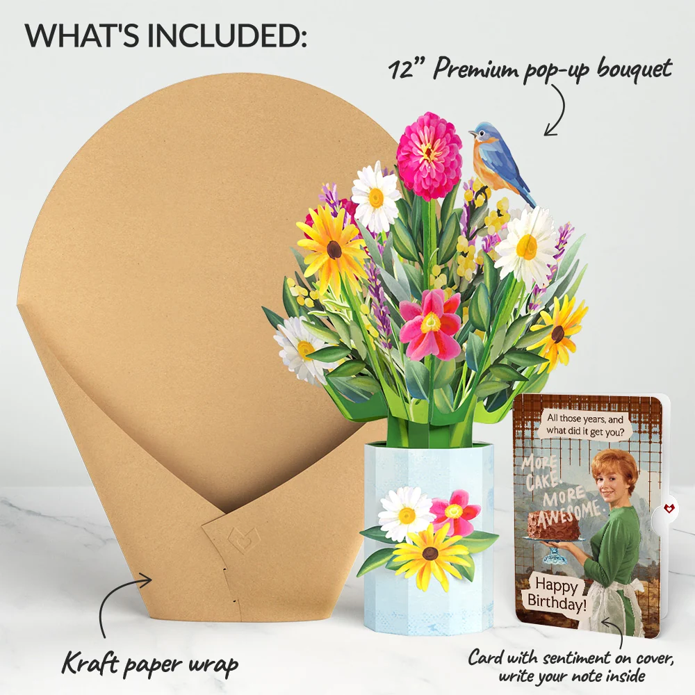Lovepop Black-Eyed Susan Birthday Bouquet and More Cake More Awesome Sentiment Set Vase - Image 2