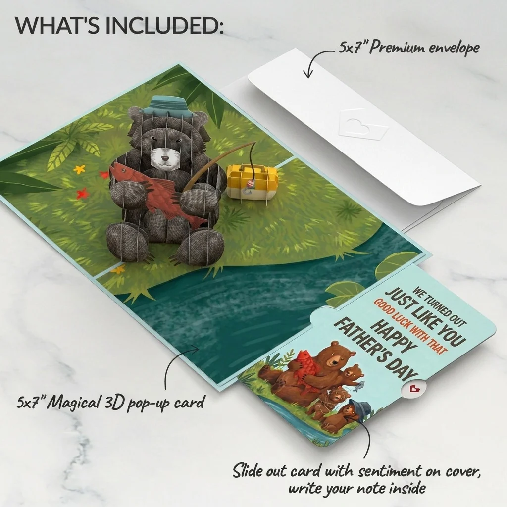 Lovepop Father's Day Fishing Bear Pop-Up Card and Bear Cubs Sentiment Set - Image 2