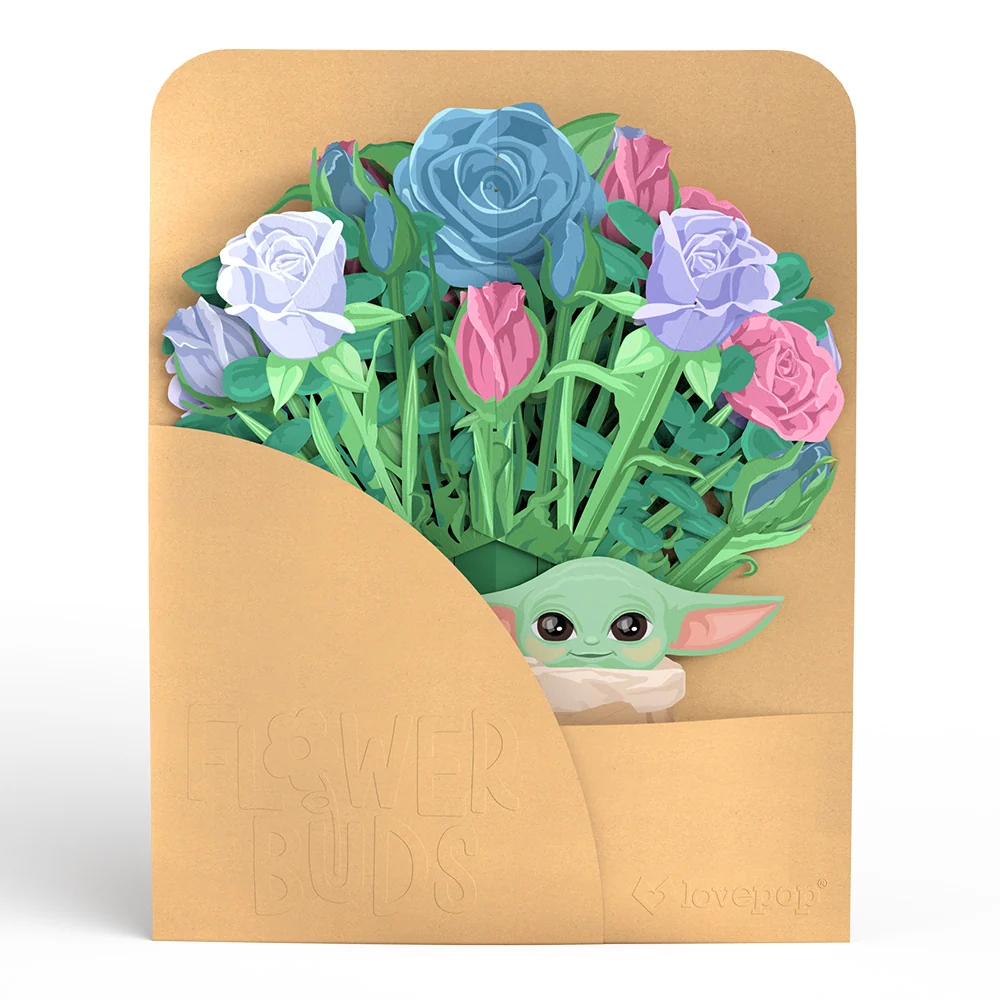 Lovepop Star Wars The Mandalorian Grogu This Is the Way Pop-Up Card & Flower Buds Bouquet Bundle - Image 6