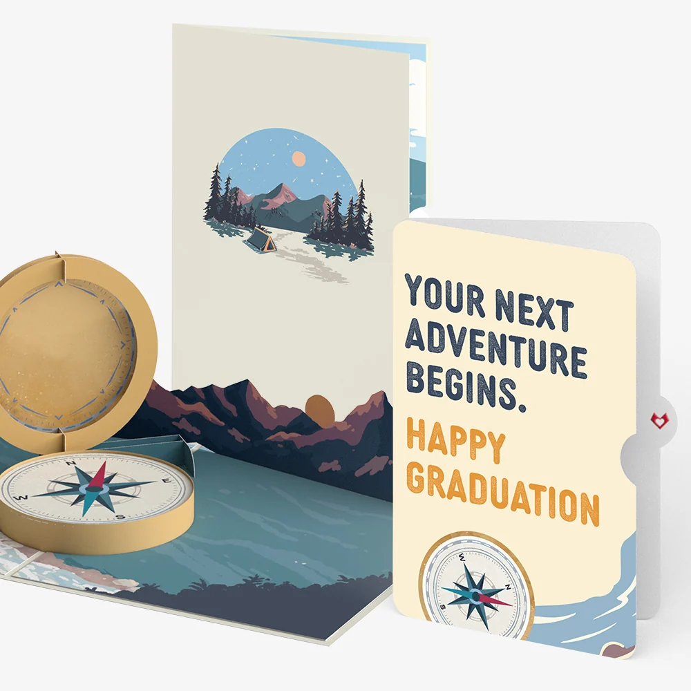 Lovepop Classic Compass Graduations Pop-Up Card and Sentiment Set Cream