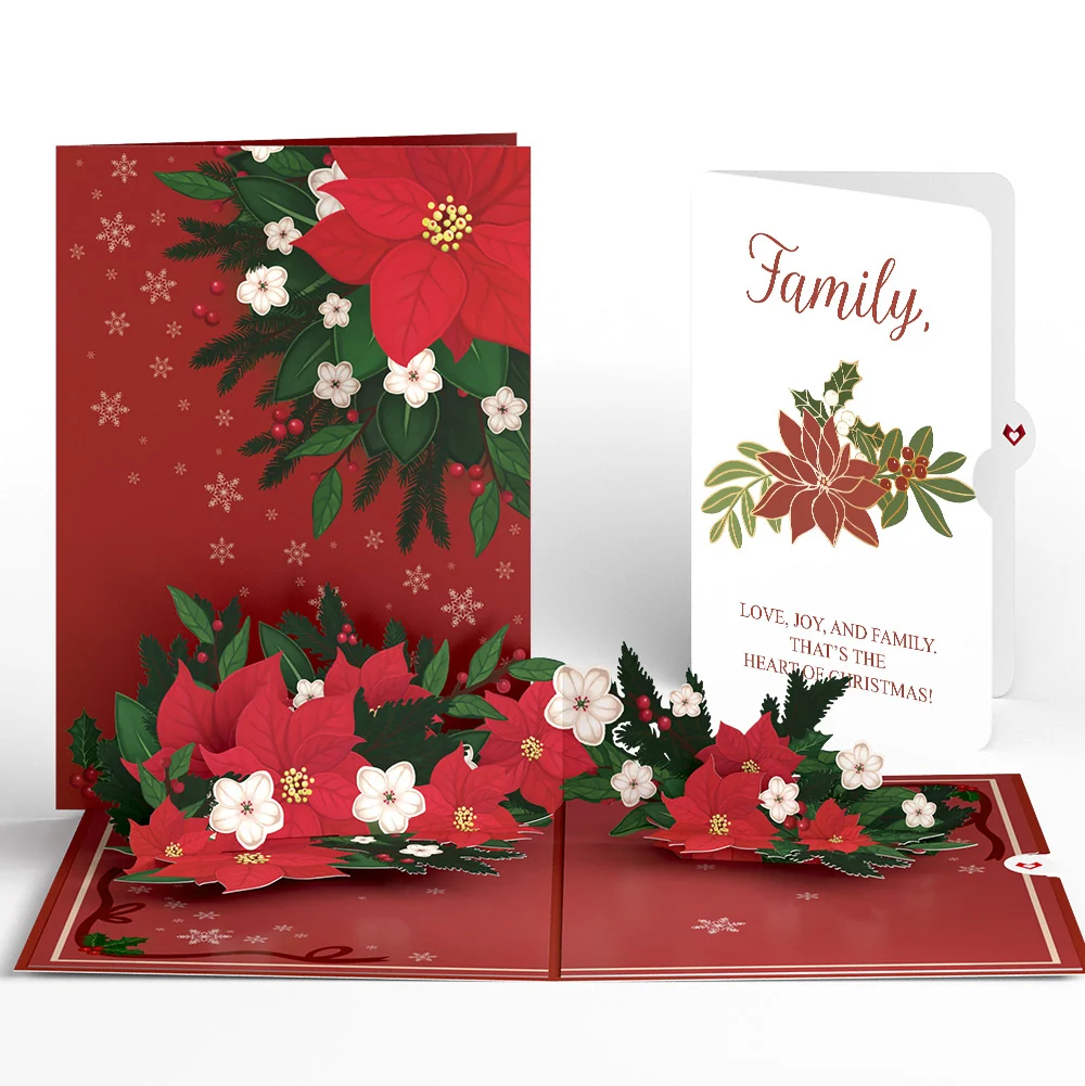 Lovepop Poinsettia & Pine Pop-Up Card and Christmas Sentiment Set for Family