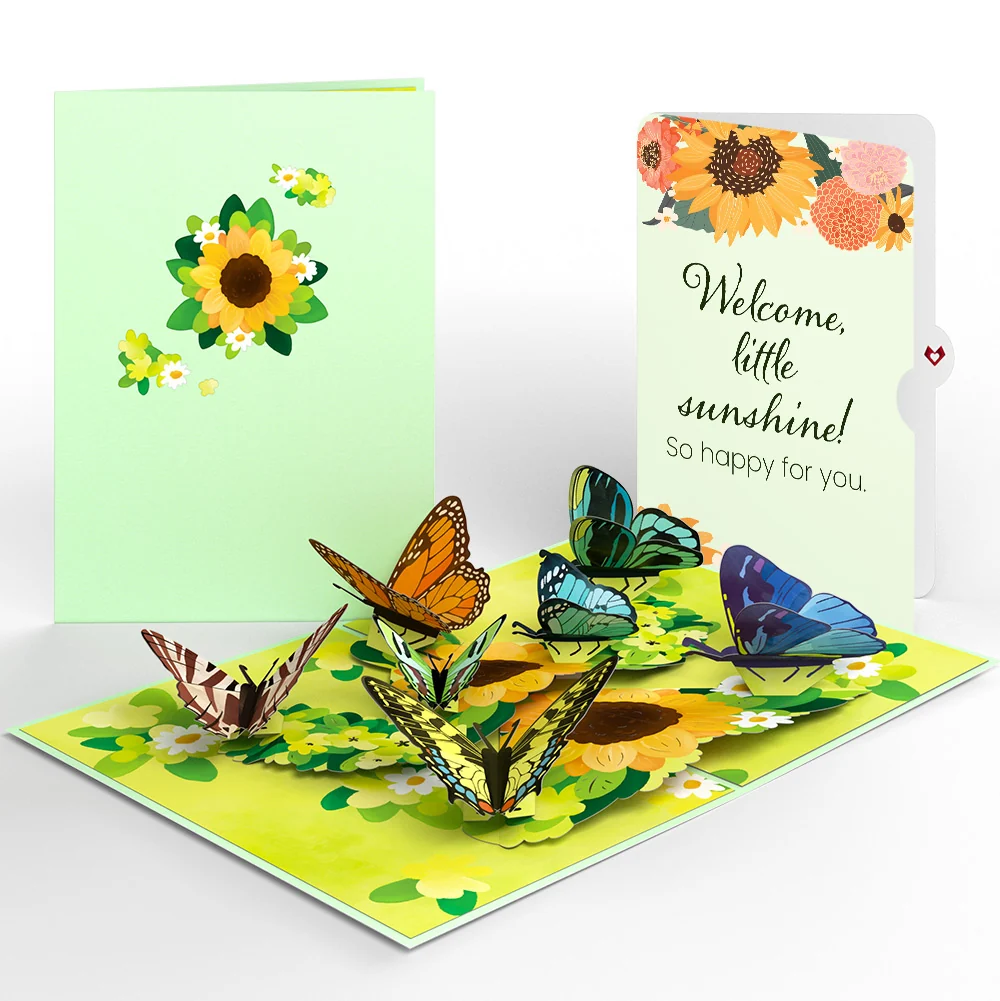 Lovepop Sunflower Butterflies New Baby Pop-Up Card and Sentiment Set