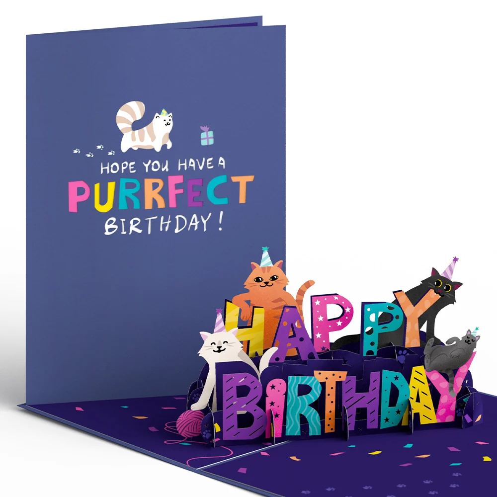 Lovepop Happy Birthday Cats Pop-Up card Candle