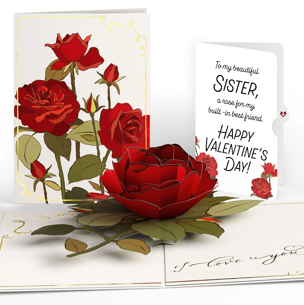 Lovepop I Love You Roses Valentine Pop-Up Card and Sentiment Set for Sister Cream
