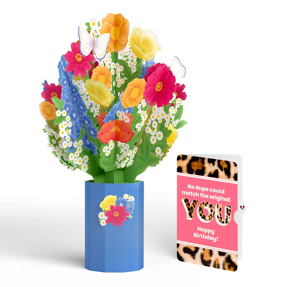 Lovepop Wildflower Birthday Bouquet and The original YOU Sentiment Set Vase