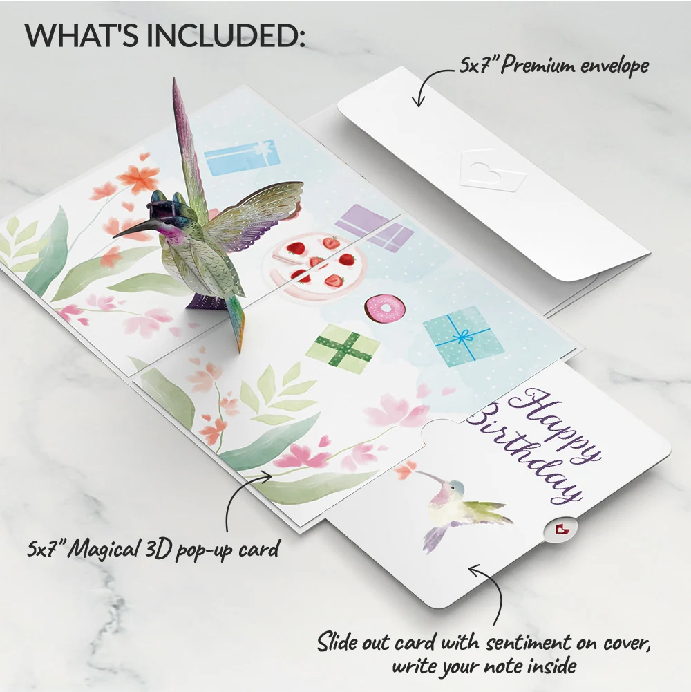 Lovepop Hummingbird Birthday Pop-Up Card and Sentiment Set - Image 2