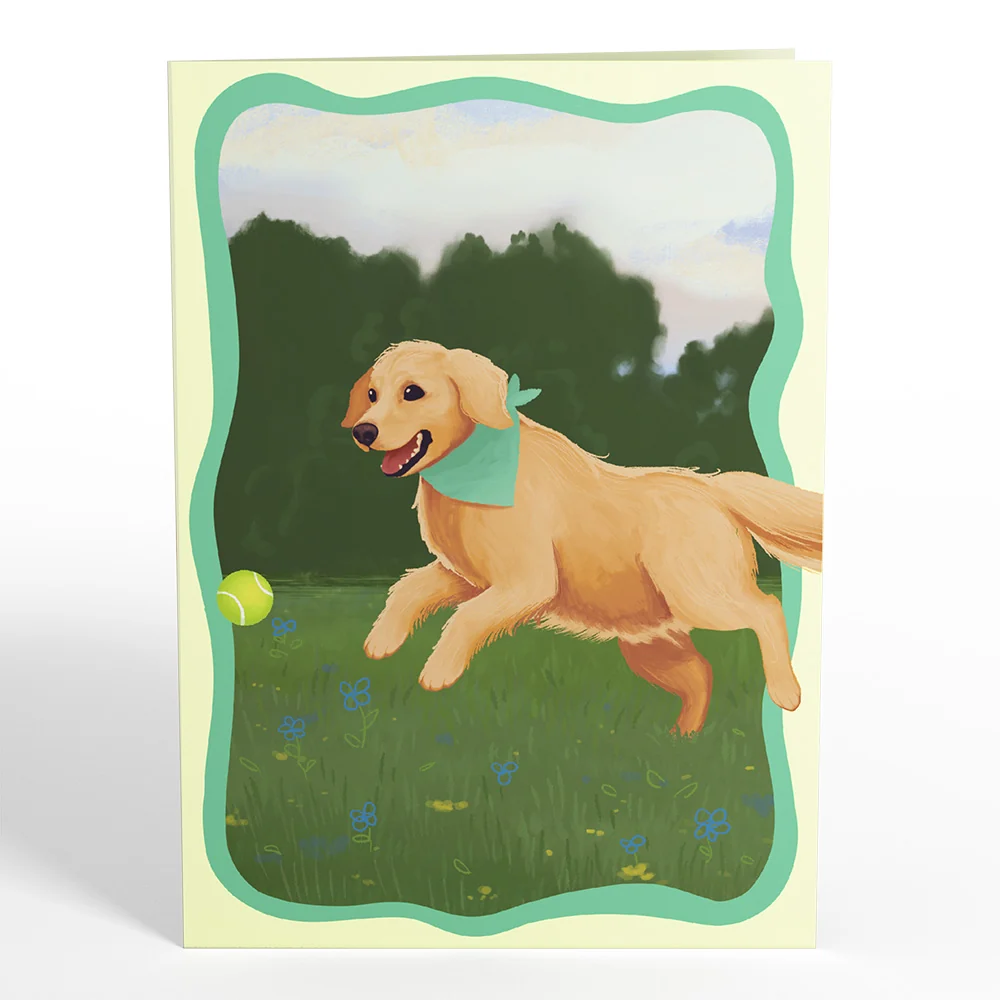 Lovepop Playful Golden Retriever Pop-Up Card - Image 4
