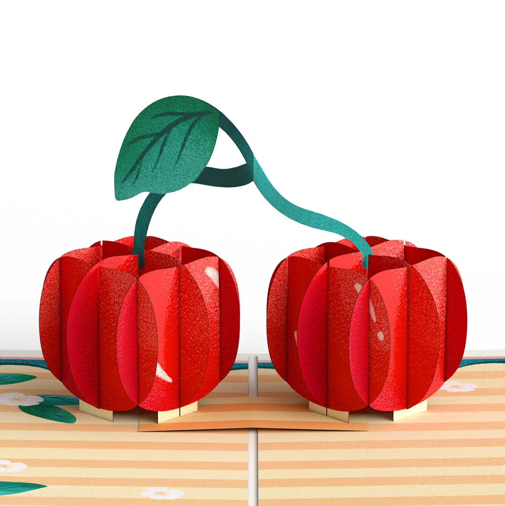 Lovepop Fresh-Picked Cherries Thinking of You Pop-Up Card and Sentiment Set Cream - Image 3