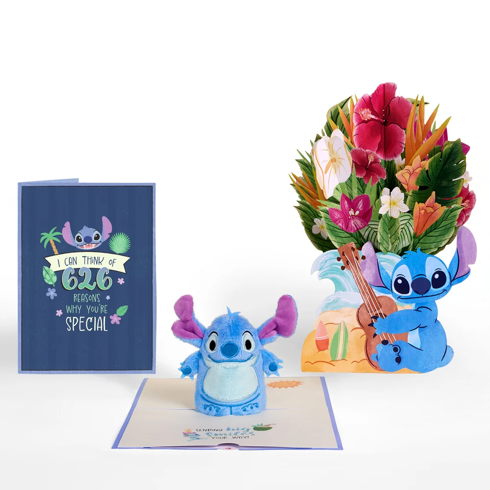 Lovepop Disney’s Stitch Plushpop Card & Flower Buds Bouquet Bundle