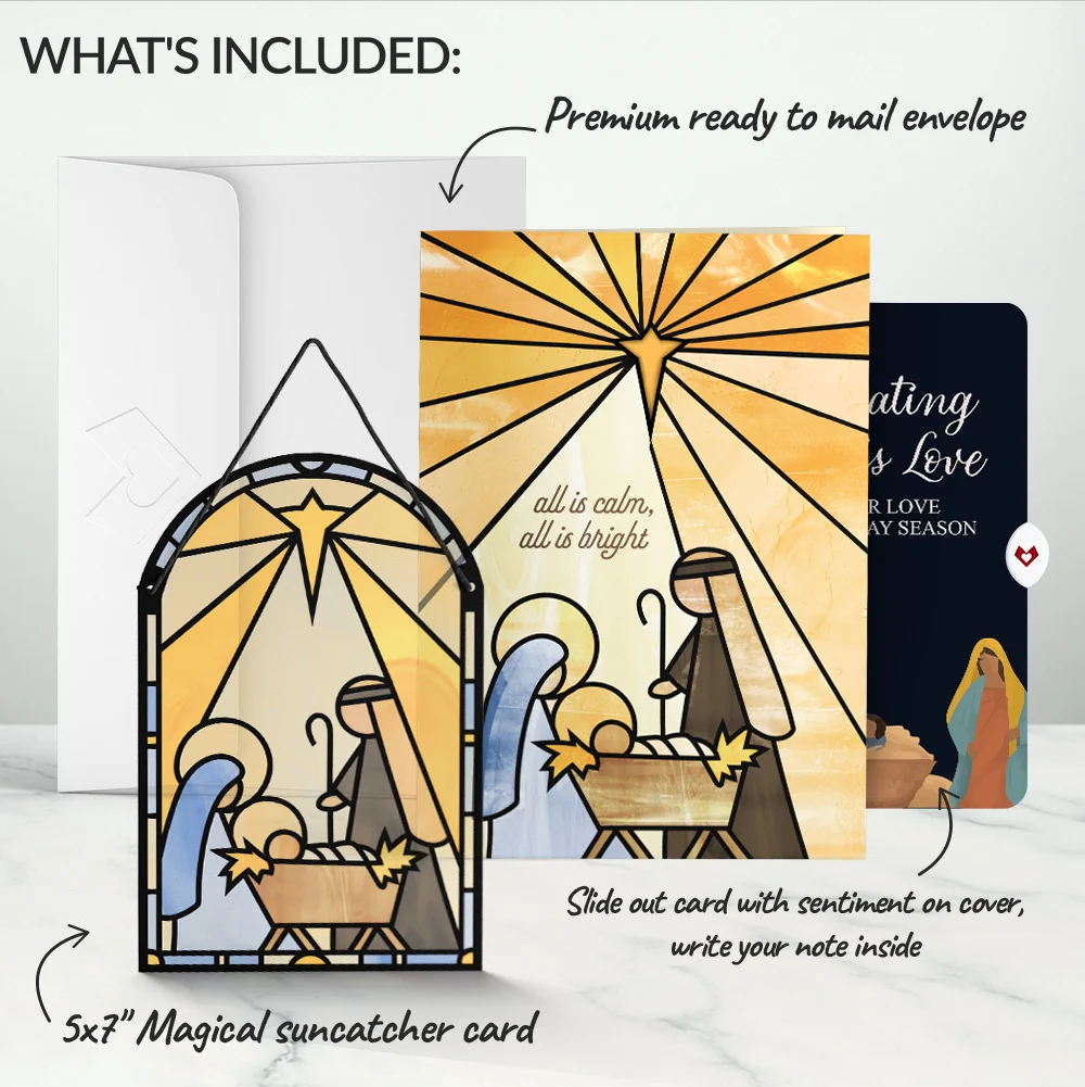 Lovepop All Is Calm Nativity Suncatcher Card and Love Christmas Sentiment Set Glass - Image 2