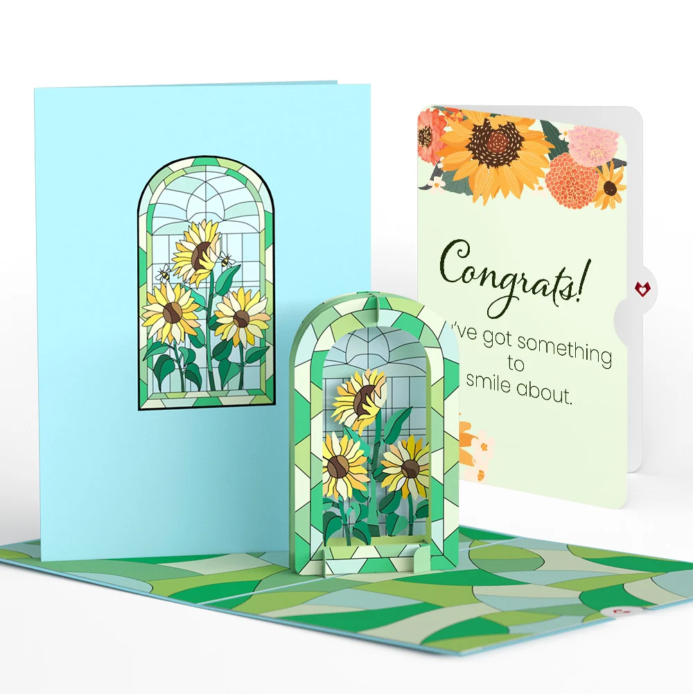 Lovepop Stained Glass Sunflowers Congratulations Pop-Up Card and Sentiment Set