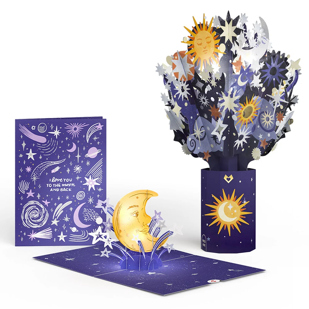 Lovepop Love You to the Moon and Back Light-Up Pop-Up Card & Bouquet Bundle