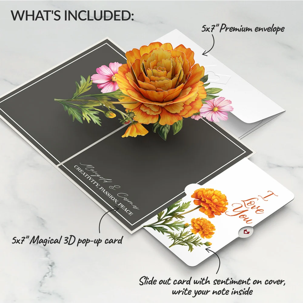 Lovepop Born to Bloom: October Birth Month Flowers Love Pop-Up Card and Sentiment Set Cream - Image 2