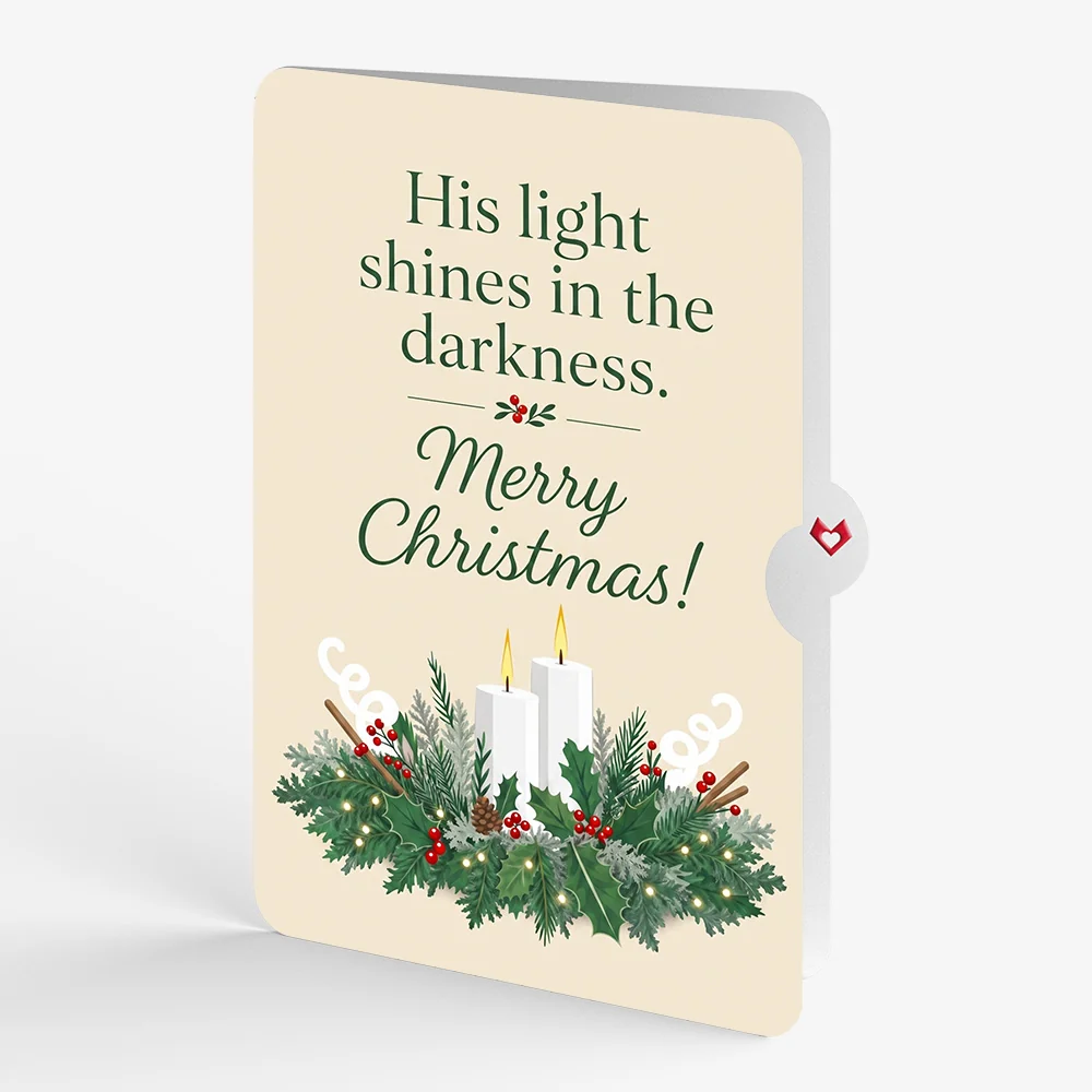 Lovepop Winter Greens Christmas Candle Pop-Up Card and His Light Shines Sentiment Set - Image 4