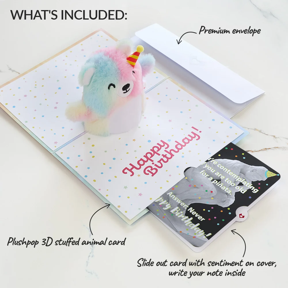 Lovepop Rainbow Bear with The Thinker Birthday Plushpop Card and Sentiment Set - Image 2