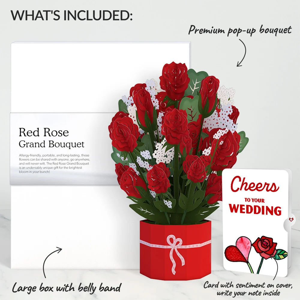 Lovepop Red Rose Weddings Grand Bouquet and Sentiment Set Vase - Image 2
