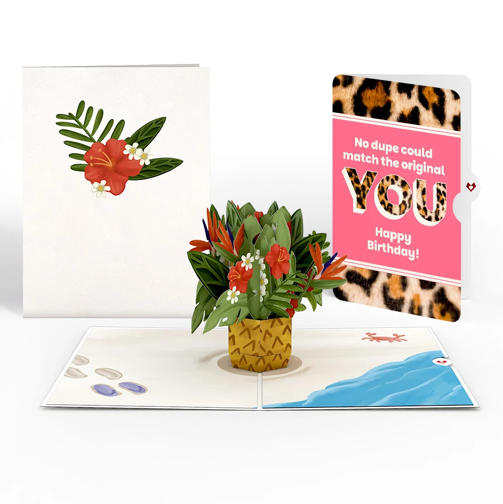 Lovepop Tropical Flower Basket Birthday Pop-Up Card and The original YOU Sentiment Set