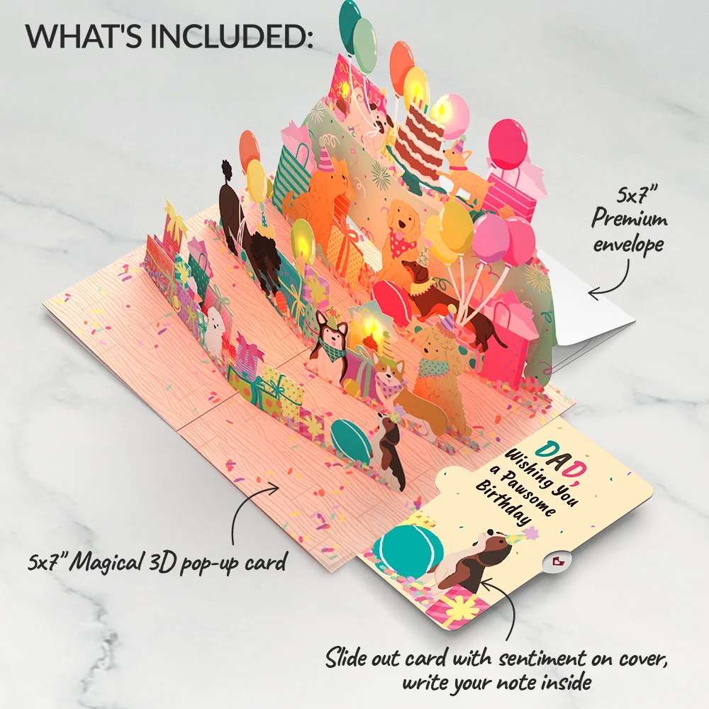 Lovepop Birthday Pawty Pups Music and Lights Pop-Up Card and Sentiment Set for Dad - Image 2