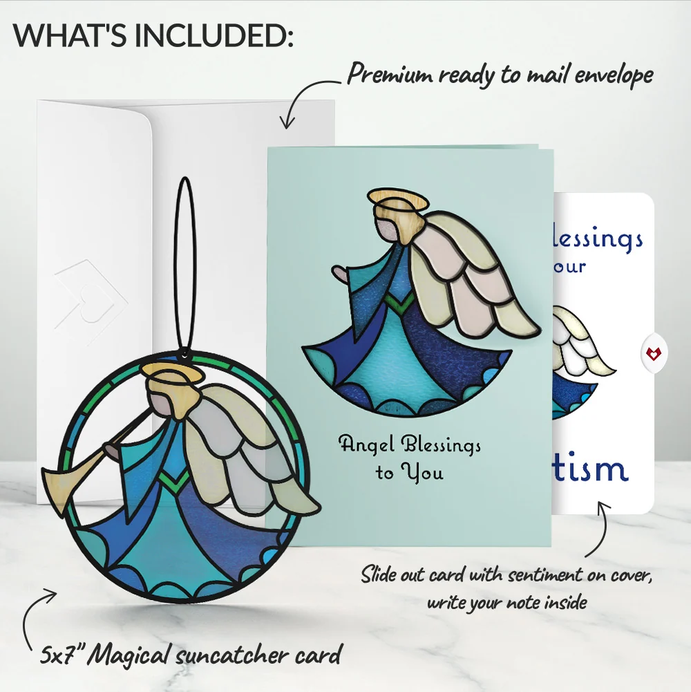 Lovepop Angel Blessings to You Baptism Suncatcher Card and Sentiment Set Glass - Image 2