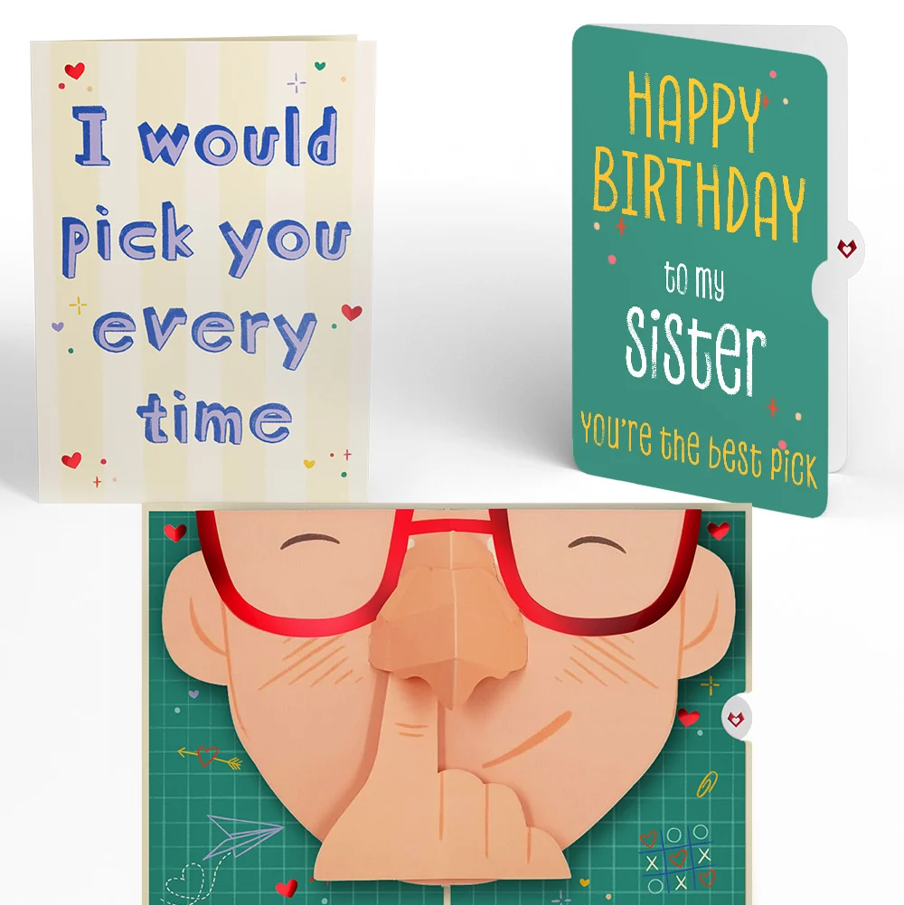Lovepop Pick You Every Time Birthday Pop-Up Card and Sentiment Set for Sister Glass