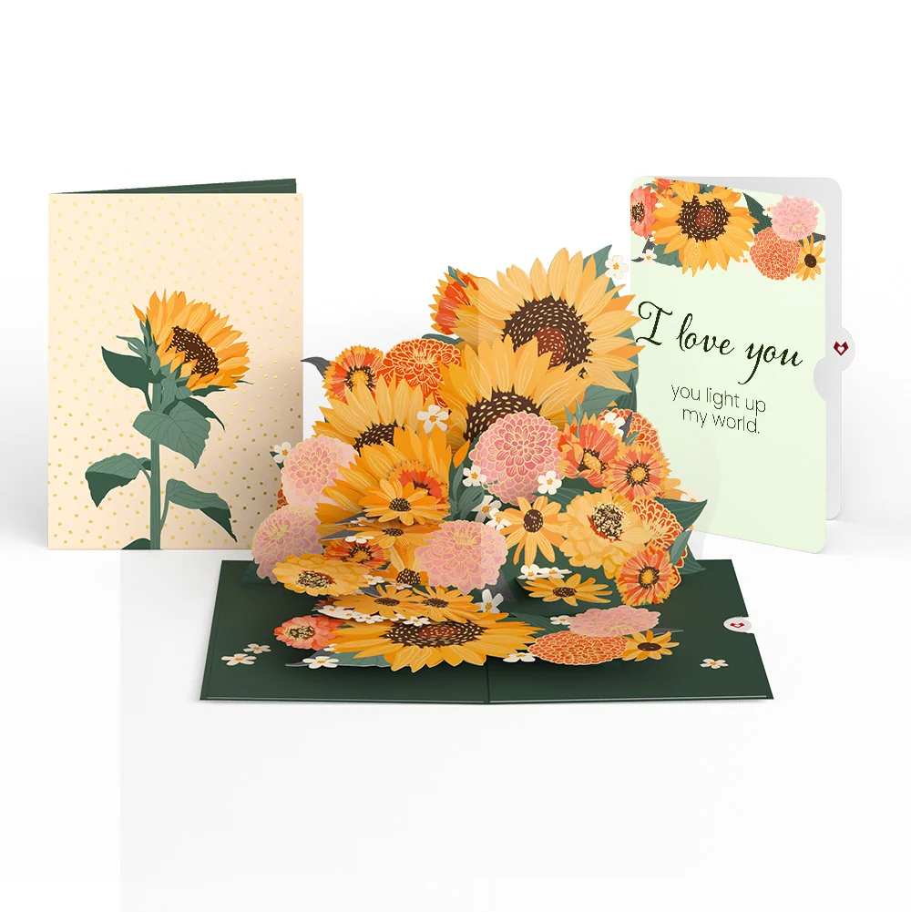 Lovepop Radiant Sunflowers Love Pop-Up Card and Sentiment Set Cream