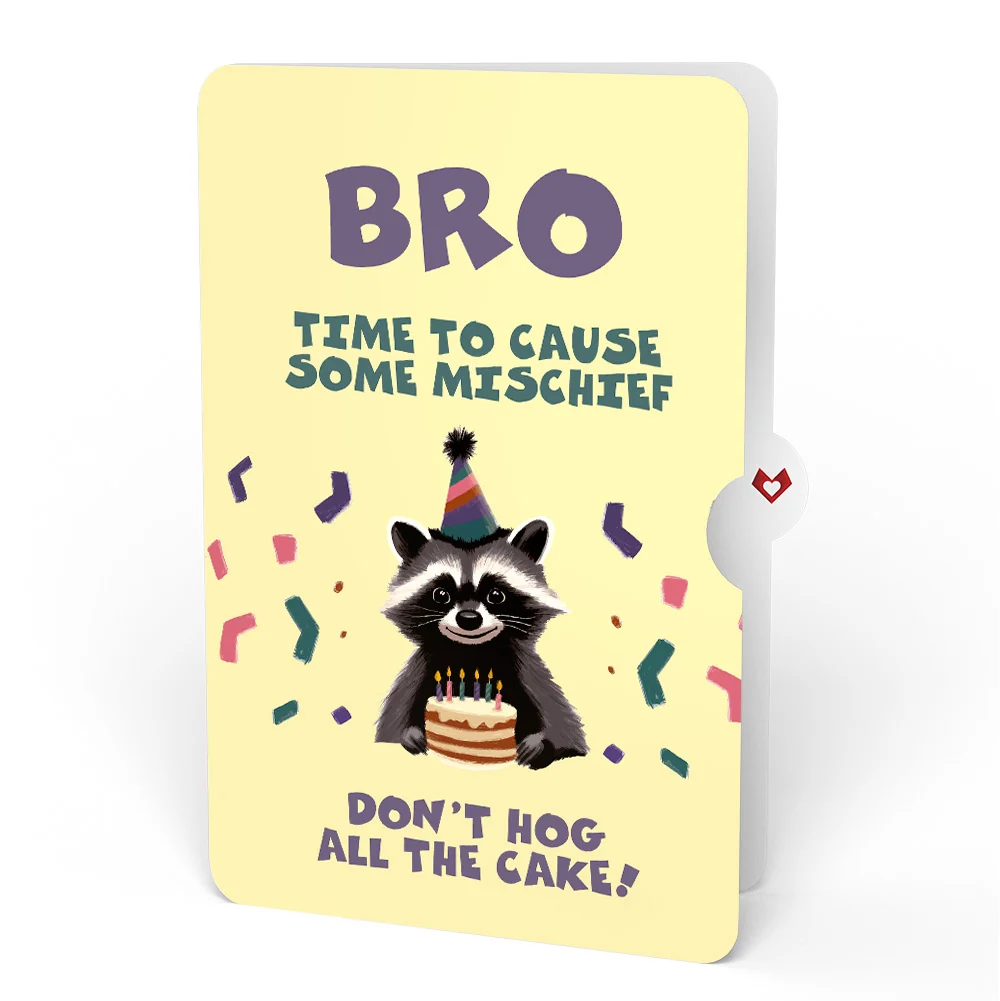 Lovepop Go Feral Raccoon Birthday Pop-Up Card and Sentiment Set for Brother Candle - Image 4