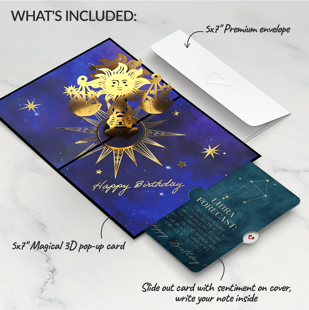 Lovepop Libra Zodiac Birthday Pop-Up Card and Sentiment Set Scale - Image 2