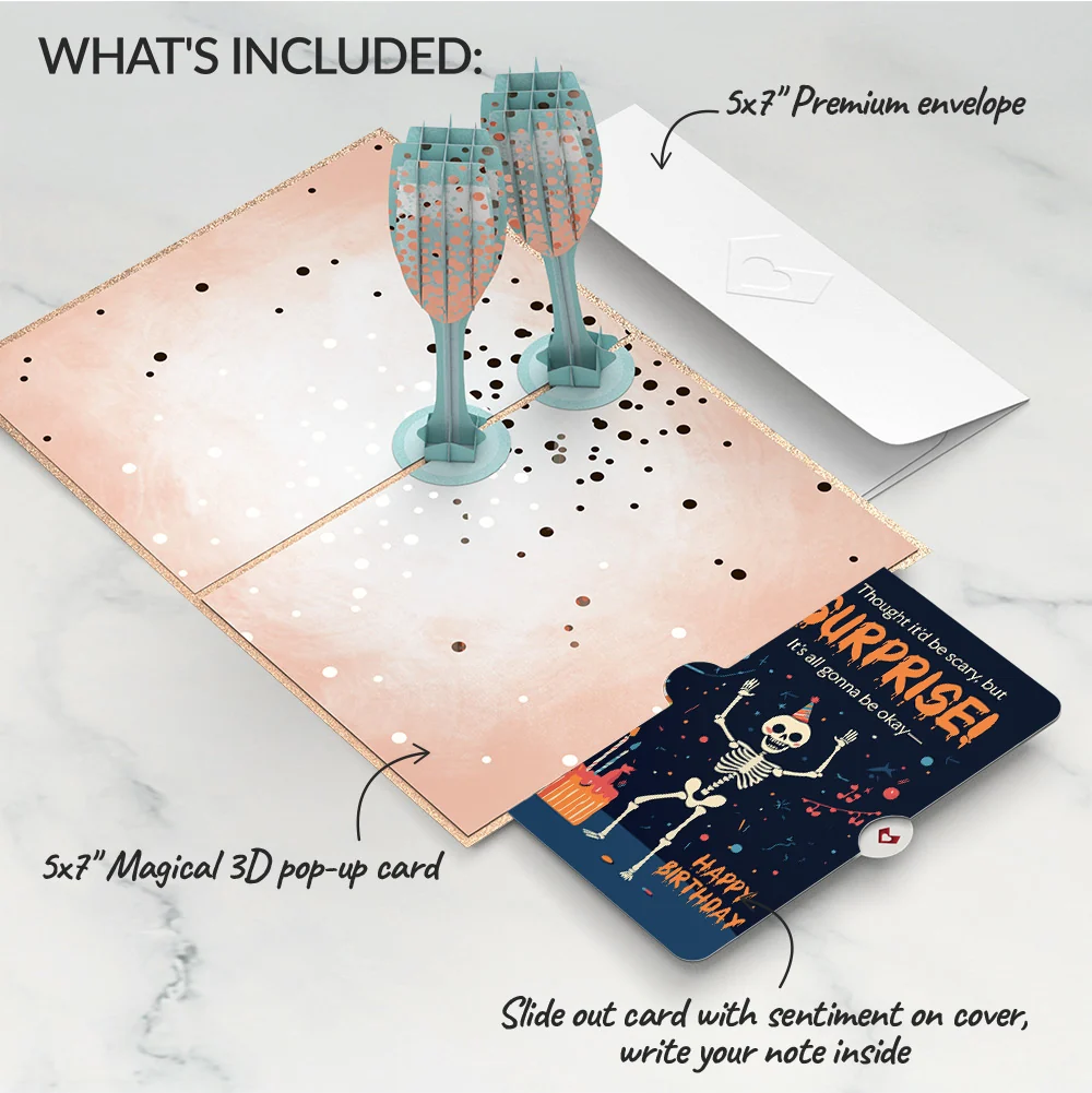 Lovepop Champagne Toast Birthday Pop-Up Card and Surprise Skeleton Sentiment Set - Image 2