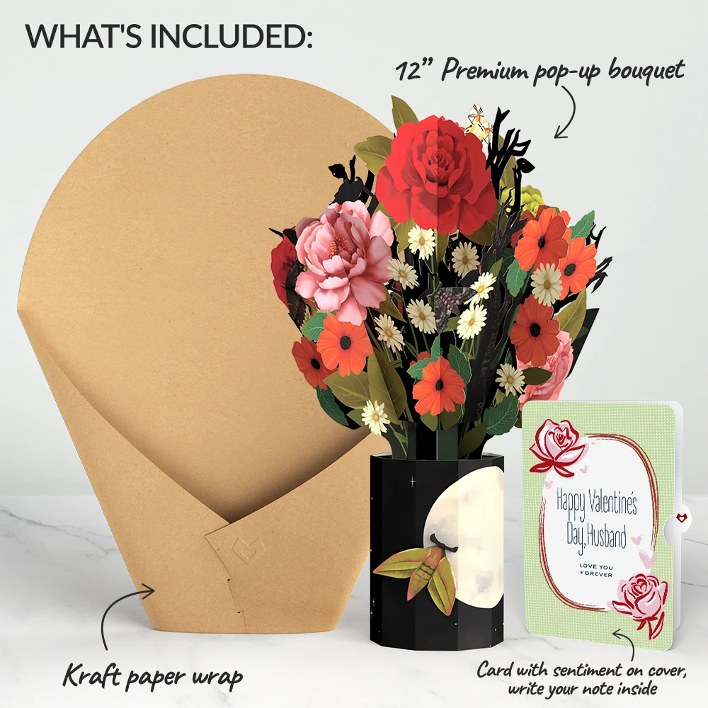 Lovepop Midnight Florals Valentine Bouquet and Sentiment Set for Husband Vase - Image 2