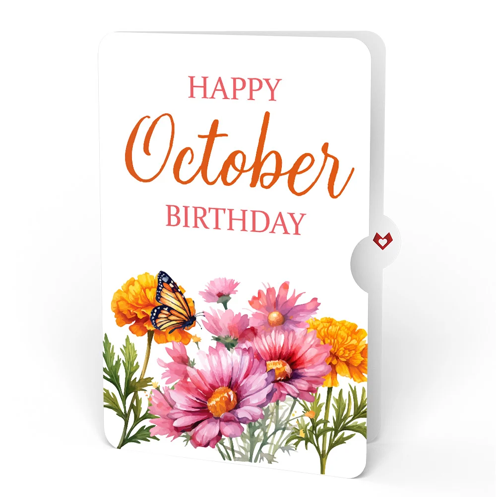 Lovepop Born to Bloom: October Birth Month Flowers Pop-Up Card and Marigold & Cosmos Sentiment Set Cream - Image 4